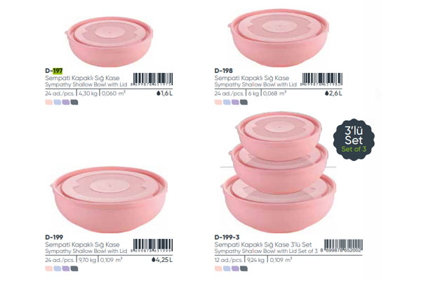 Shallow Bowl with Lid Set of 3