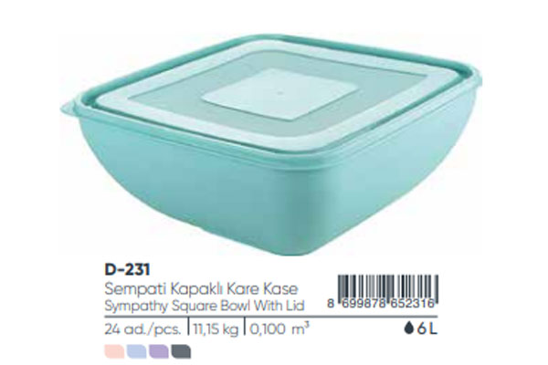 Square Bowl With Lid