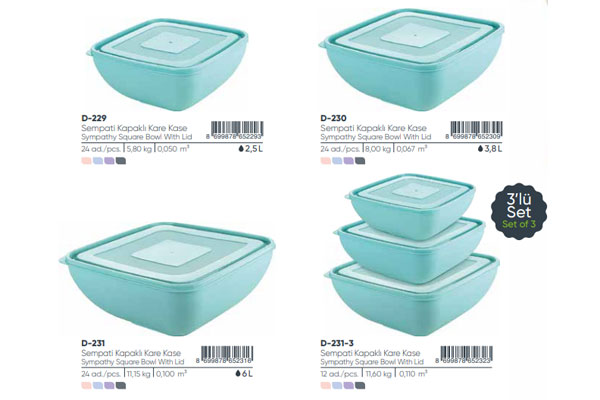 Square Bowl With Lid