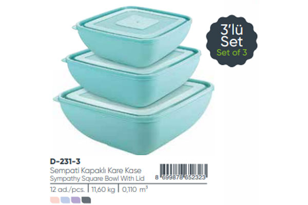 Square Bowl With Lid