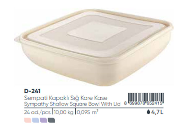 Shallow Square Bowl With Lid